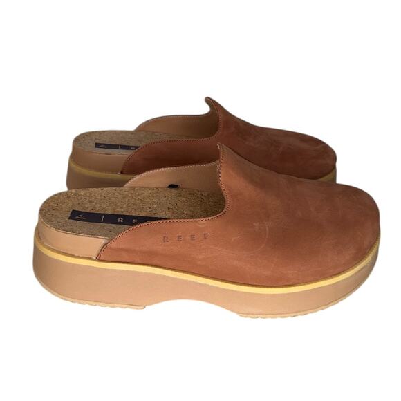Reef Vista Skye Women's Walnut Suede Leather Platform Clog Size 10 Comfy Boho - Picture 3 of 12